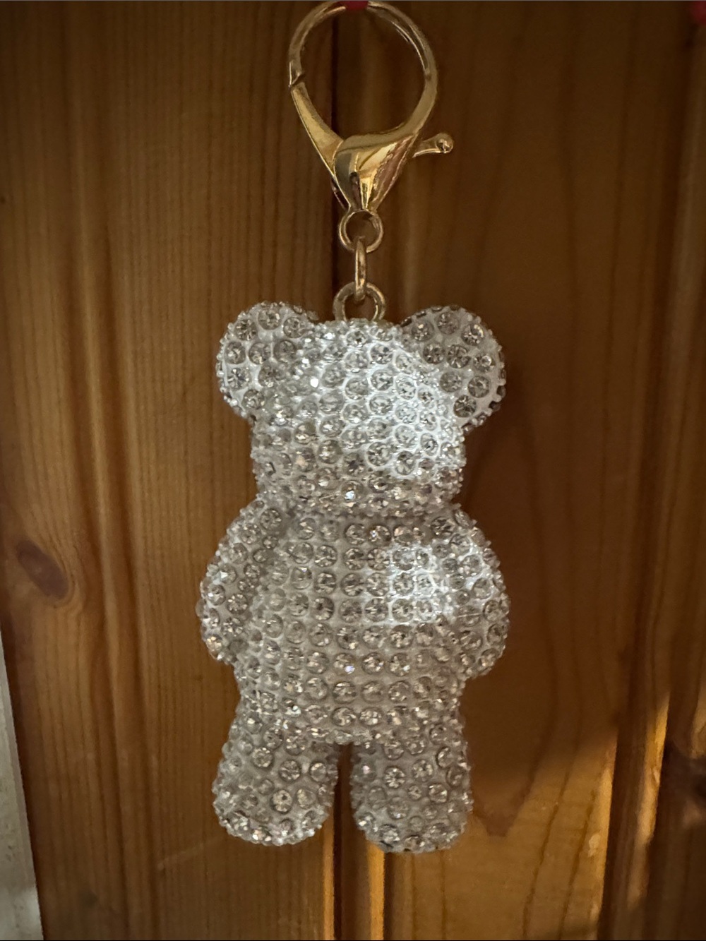 Sparkling Silver Teddy Bear Keychain Charm for Kids